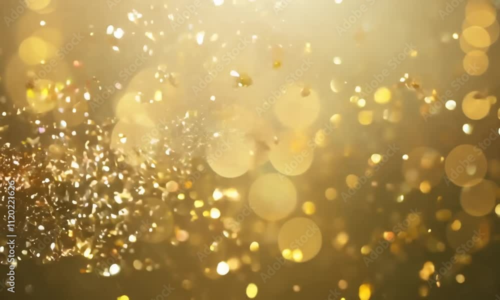 Poster experience the enchanting glow of golden bubbles rising in slow motion, captivating the viewer with 