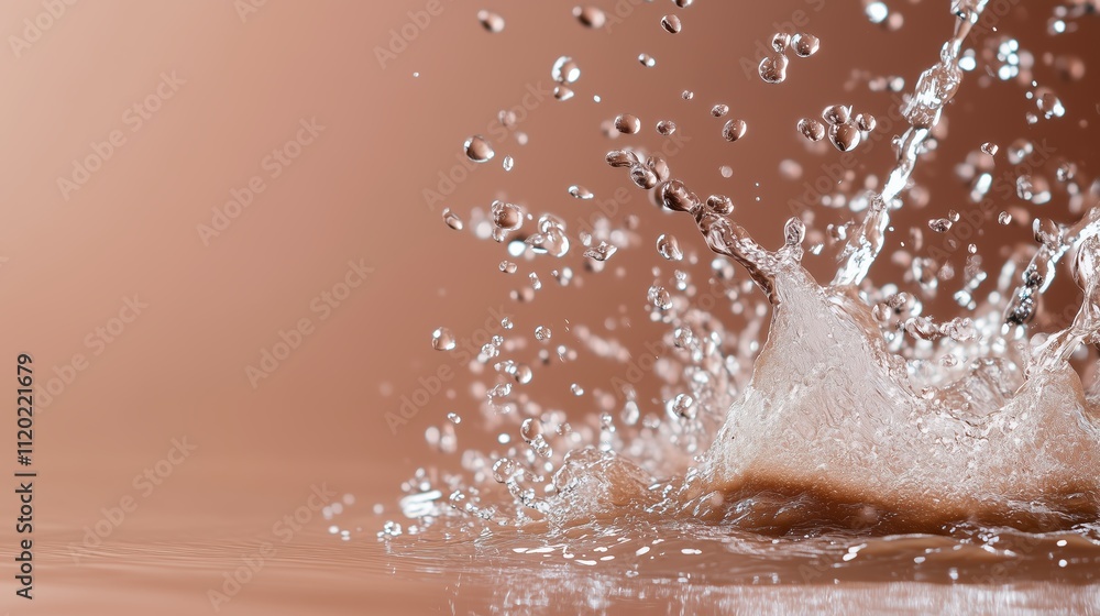 Poster water splash creates dynamic patterns against a soft background during a tranquil afternoon setting
