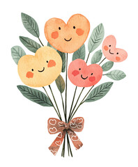 Delicate bouquet of flowers in soft hues, perfect for romantic themes, ideal for Valentine's Day watercolor clipart.