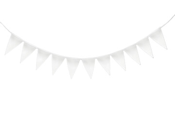 Blank White Triangular Bunting on Transparent Background