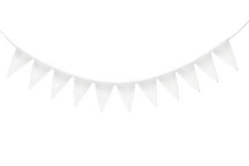 Blank White Triangular Bunting on Transparent Background