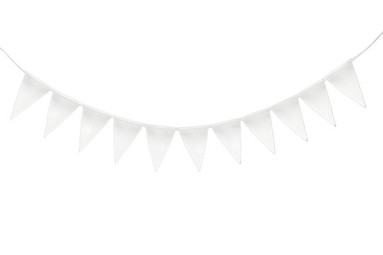 Blank White Triangular Bunting on Transparent Background