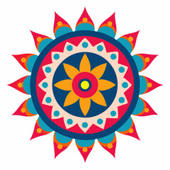 Symmetrical Indian Mandala Vector Design.