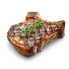 Exquisite Culinary Presentation of a Juicy Grilled Tomahawk Steak with Garnish