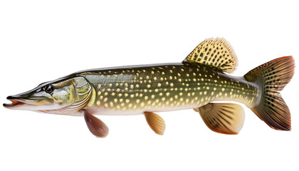 Naklejka premium Northern pike fish swimming with transparent background