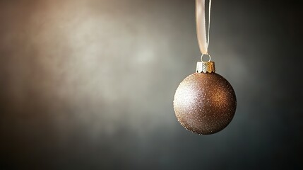 Golden Christmas bauble on soft background with light bokeh