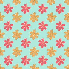 Cute hibiscus seamless pattern. Hawaii pattern.