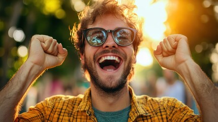 The Joyful Man Celebrating