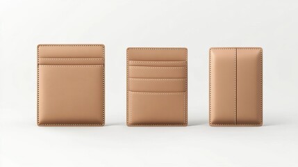 Minimalist Beige Leather Card Holders Variety Pack Stylish Modern Wallet Design