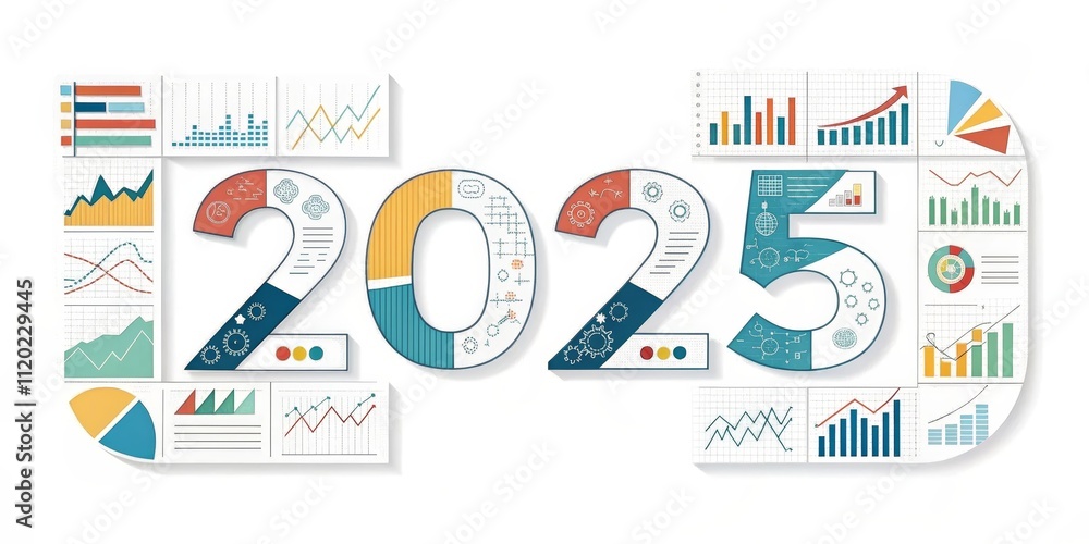 Poster trendy 2025 data visualizations for business insights - a creative representation of the year 2025 i