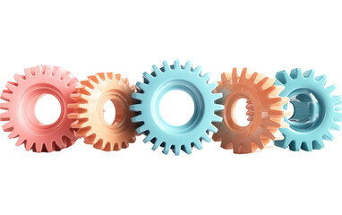 Colorful Gears on Transparent Background