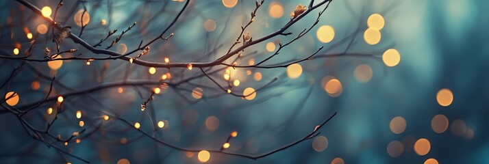 Twinkle Lights on Winter Branches - Festive Background