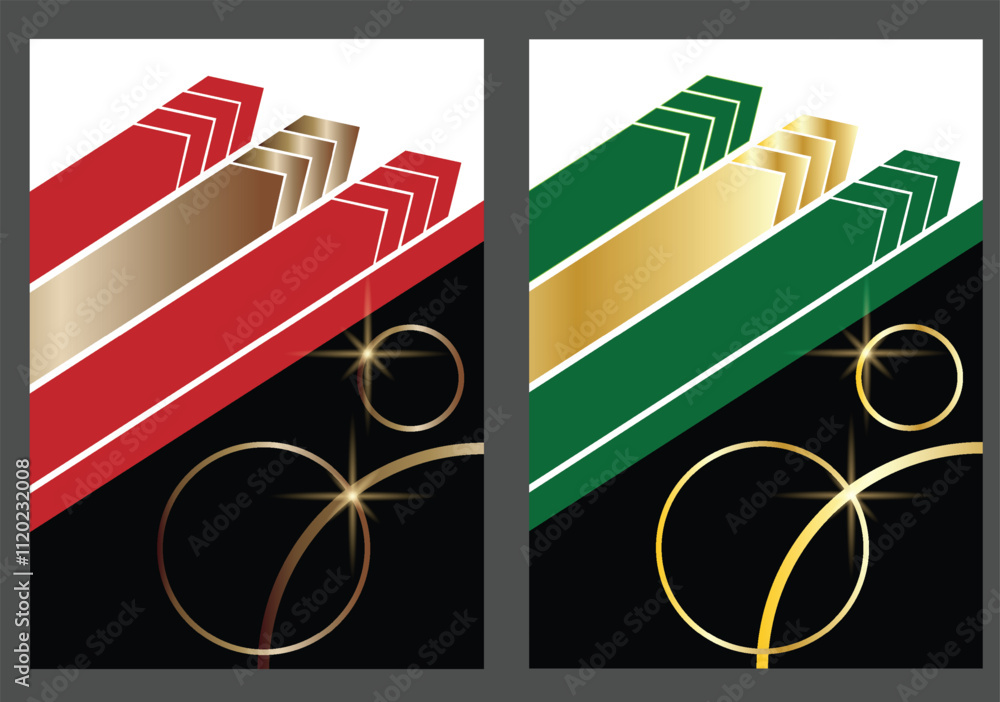 Poster Golden Circles Abstract Geometric Shape Arrows Brochure Design. Backgrounds and textures for print vector art