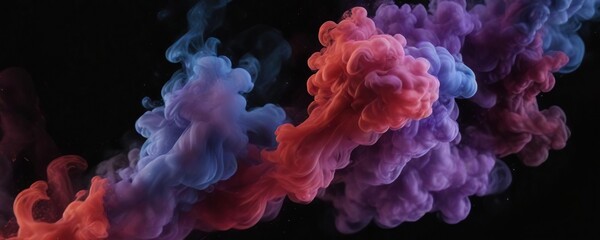 Obraz premium A swirling blend of blue, red, and purple smoke on a black background , swirling, blend, atmospheric