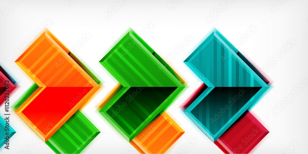 Poster Arrow symbols created with 3d effects and line texture geometric abstract background