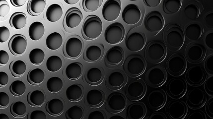 Abstract Black Metal Surface With Circular Cutouts