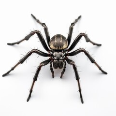 Fototapeta premium Closeup of a Spider on a white background, highlighting details and textures. Scary Insect Halloween Decor