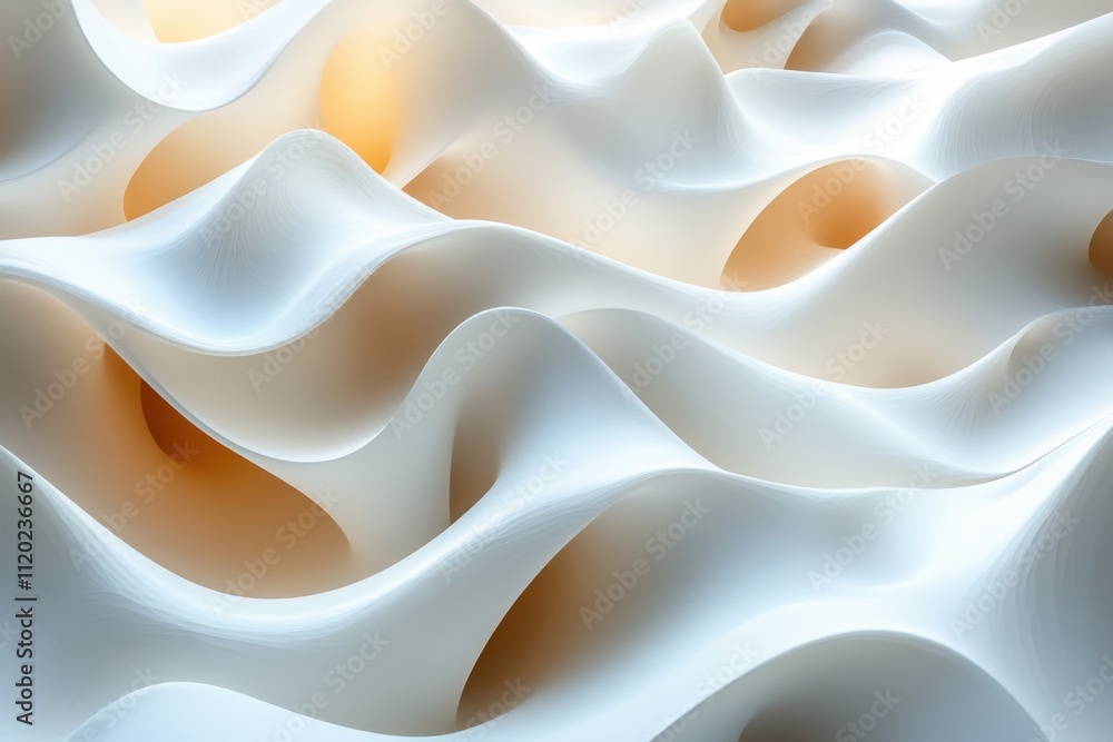 Poster abstract waves in soft hues create a serene, flowing texture.