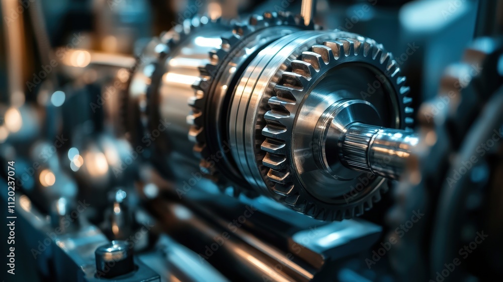 Poster in manufacturing, mechanical engineers work on the design and optimization of production processes.