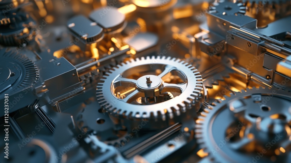 Poster in manufacturing, mechanical engineers work on the design and optimization of production processes.
