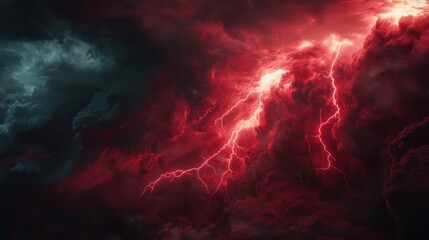 Red lightning in a dark cloud.