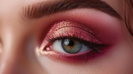  Mystical pink and bronze smoky eye makeup on a face