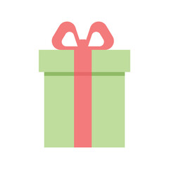 Green Gift Boxes with Pink Ribbons. Flat Design