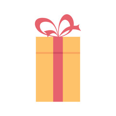 Yellow Gift Boxes with Pink Ribbons. Flat Design