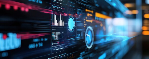 Fototapeta premium Responsive website layout displaying speed and security metrics for enhanced user experience.