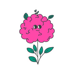 Healthy mental health concept. Brain with leaves. Recovery concept.