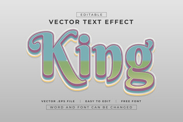 King vector ediitable text effect with pastel colors