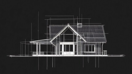 Minimalist Architectural Blueprint of Small Single Family Home