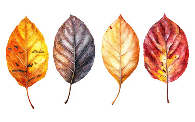 Colorful Autumn Leaves on Transparent Background
