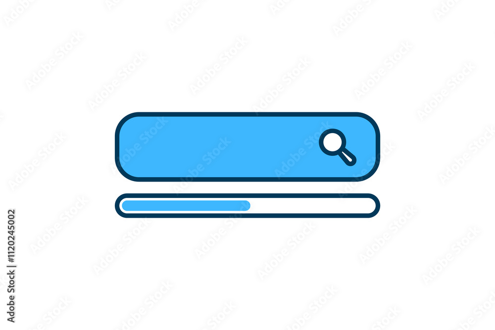 Aufkleber search in progress icon. icon related to search. suitable for web site, app, user interfaces, printa