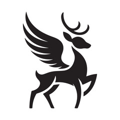 deer vector logo illustration, Deer silhouette logo icon vector illustration. Black Deer Vector