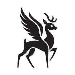 deer vector logo illustration, Deer silhouette logo icon vector illustration. Black Deer Vector