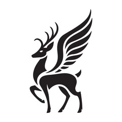 deer vector logo illustration, Deer silhouette logo icon vector illustration. Black Deer Vector