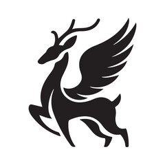 deer vector logo illustration, Deer silhouette logo icon vector illustration. Black Deer Vector