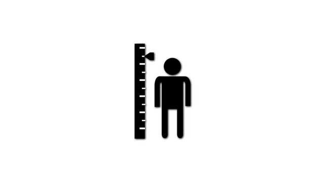 Measuring height body icon, height test concept animation background. A person with a height measurement scale.