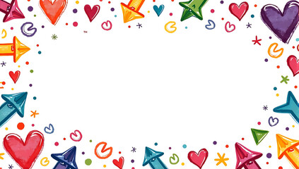 Crayon pencil color brush hand drawn chalk vector element set, colorful brushstroke symbols, abstract arrows and shapes, hand-drawn style, playful design