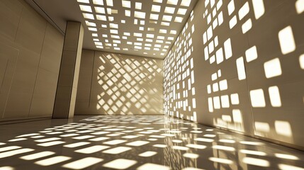 Sunlight Patterns in an Empty Room with Shadows