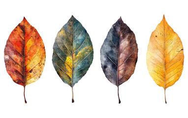Colorful Leaves Isolated on Transparent Background