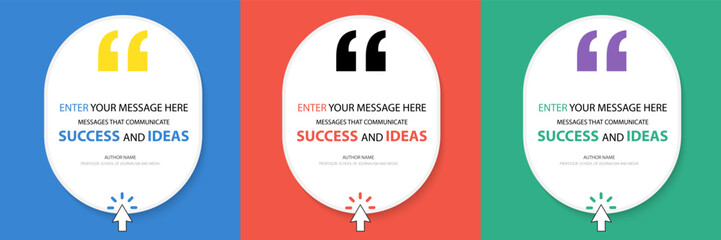 Bubble quote frame banner, Testimonial social media post template isolated on background. Speech bubbles and text box with copyspace. infographic Vector Illustration.