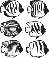 Naklejka premium butterflyfish silhouette vector set