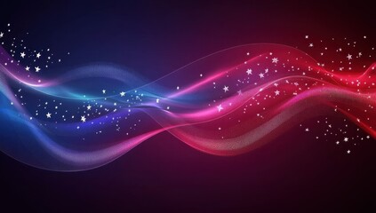 Fototapeta premium American flag background with wavy lines and stars, background for the USA holiday of organic shapes, red, white, and blue colors Generative AI