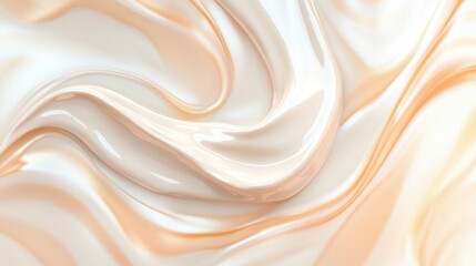 Fototapeta premium Pure Elegance - White Cream Smooth Glossy Texture for Versatile Beauty Concept on Neutral Background