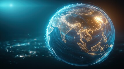 Fototapeta premium Earth at Night, Global Network Visualization from Space