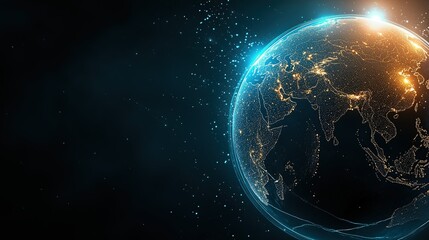 Fototapeta premium Earth at Night, Global Network Visualization from Space