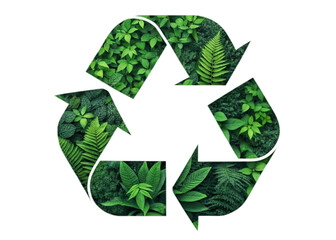 Green Recycle Symbol isolated on white : Nurturing Our Planet, One Leaf at a Time. Recycle symbol on white background.World Environment Day 2025 concept - Land restoration, 