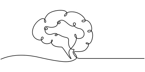 Brain continuous one line drawing, Continuous one line drawing of human brain. Hand drawn minimalism style. brain line art vector illustration, 
Human brain single line art, continuous one line draw.